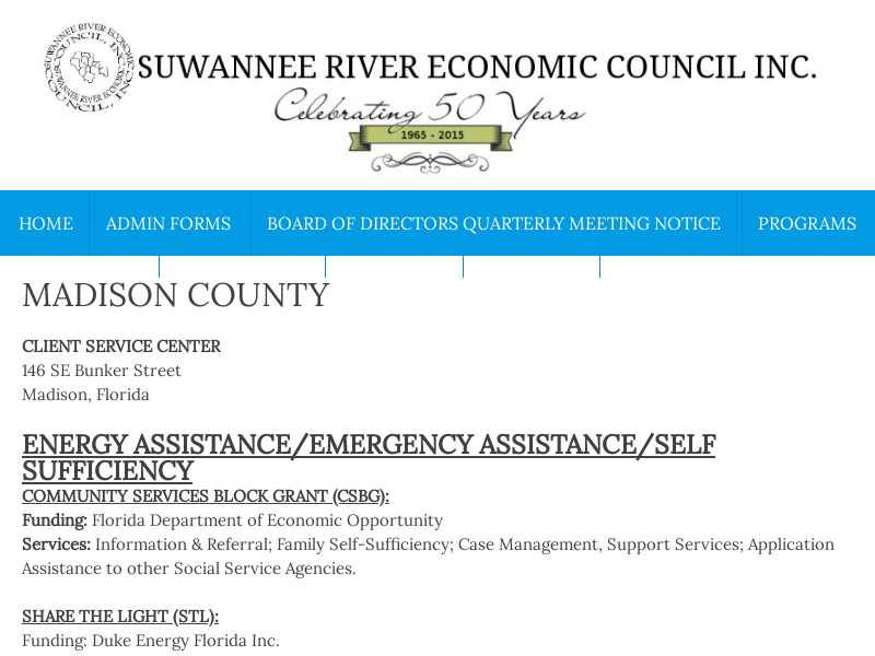 Suwannee River Economic Council - Madison County Energy Assistance